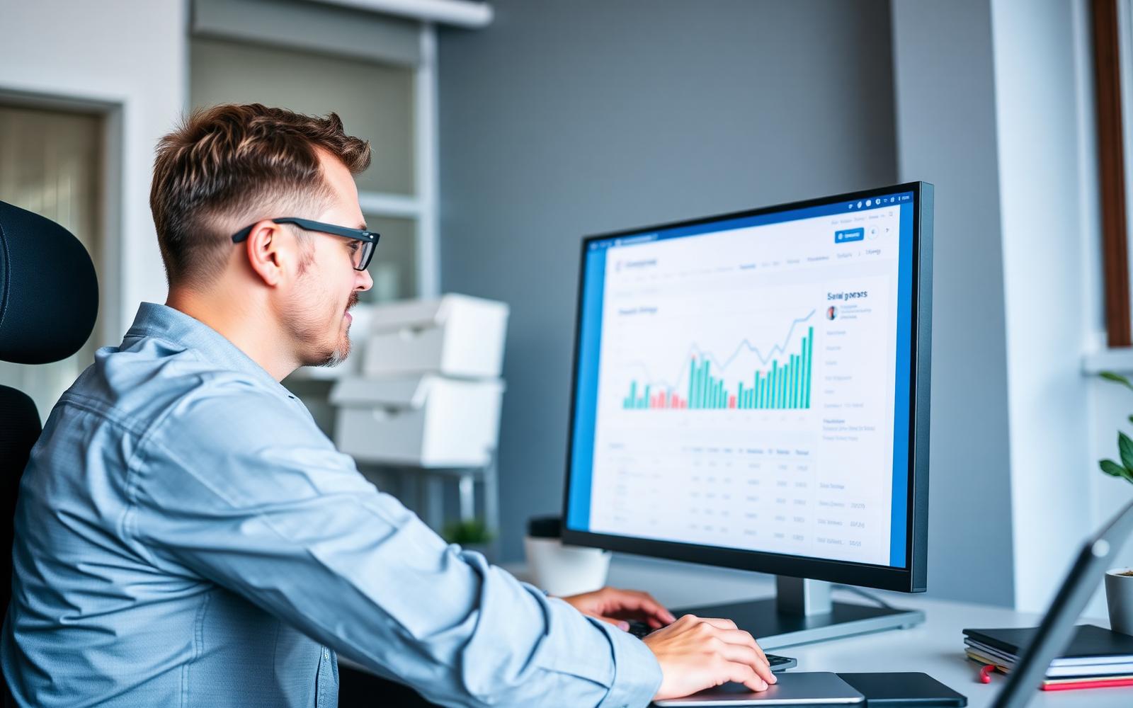 Anew Media Group strategist reviewing a local rankings dashboard